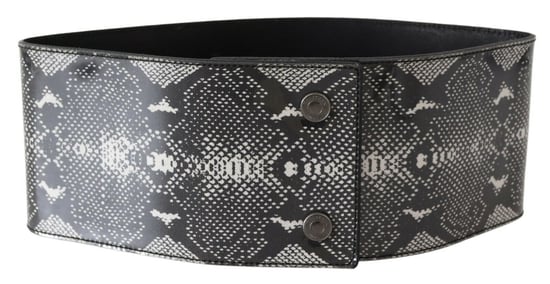 Ermanno Scervino Zwarte Brede Lederen Slangenhuid Design Tailleband - Image 2
