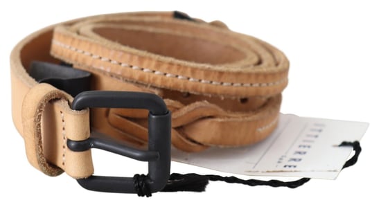 Scervino Street Lichte Bruine Slimme Leren Zwarte Logo Gesp Riem - Image 3