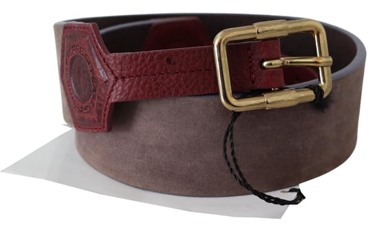 GF Ferre Bruine Leren Brede Gouden Chroom Logo Gesp Riem - Image 2