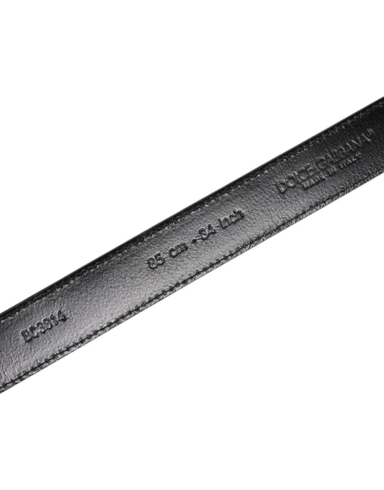 Dolce & Gabbana Grijze Leren Riem met Zilverkleurige Metalen Gesp - Image 5