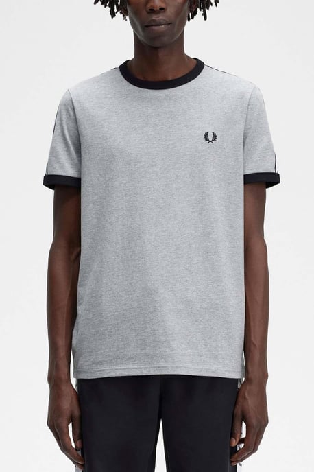 Fred Perry Heren Taped Ringer T-shirt Steel Marl - Image 2