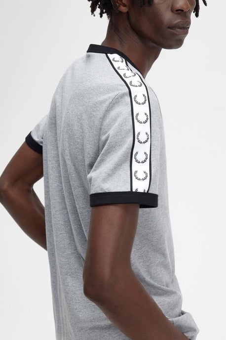 Fred Perry Heren Taped Ringer T-shirt Steel Marl - Image 3