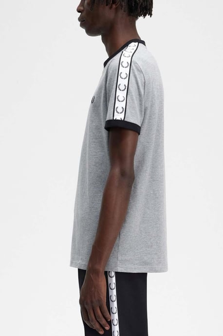 Fred Perry Heren Taped Ringer T-shirt Steel Marl - Image 4