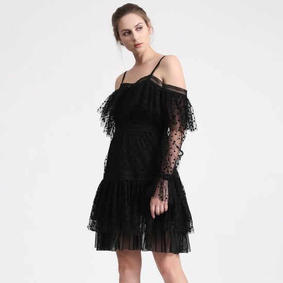 Négligé -stijl jurk in polka dot tule - Image 1