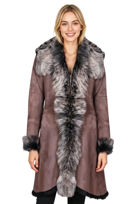 Dames trenchcoat van bruingoud Toscaanse schapensuède - Celeste - Image 1