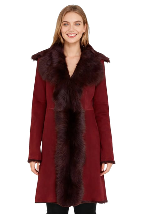 Dames trenchcoat van bordeauxrood Toscaans schapensuèdeleer - Celeste - Image 1