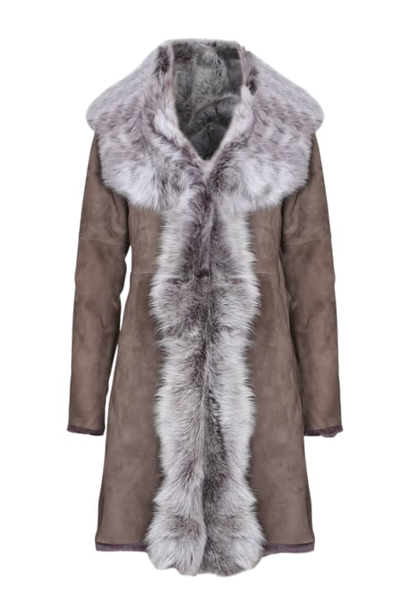 Dames Taupe Toscana Schapen Suède Trenchcoat - Celeste - Image 2