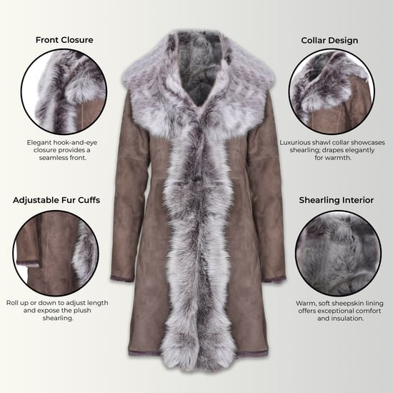 Dames Taupe Toscana Schapen Suède Trenchcoat - Celeste - Image 3
