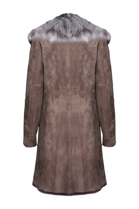 Dames Taupe Toscana Schapen Suède Trenchcoat - Celeste - Image 5