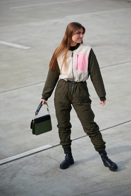 Ana Quilt Jumpsuit in Army - Image 3