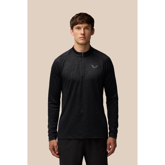 Castore Adapt Training 1/4 Zip Top Polyester Heren Zwarte Actieve T-Shirts - Image 1