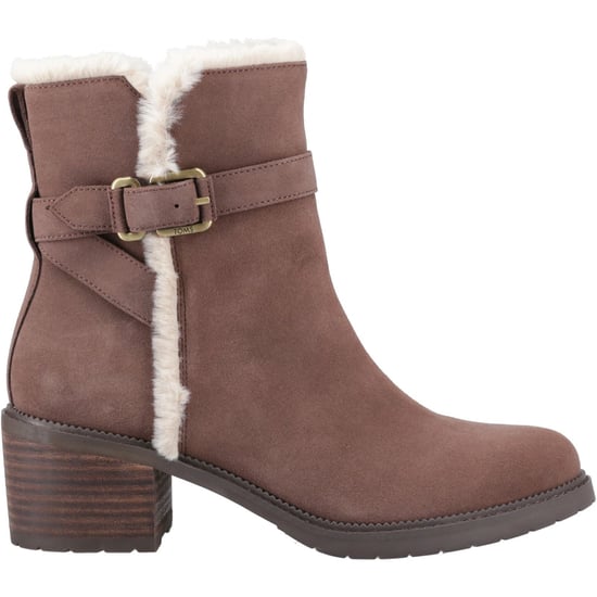 TOMS Hailey Buckle Leren Dames Enkellaarsjes in Eikenbruin met Hakken - Image 5