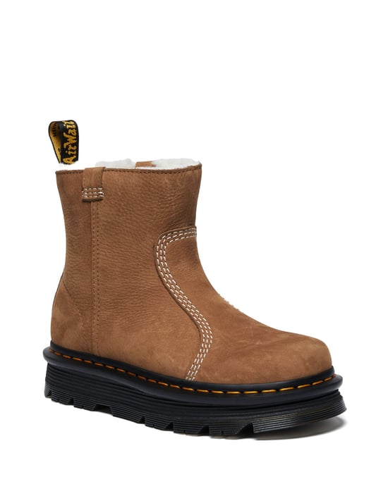 Dr. Martens Zebzag Rigger Nubuck Dames Bruine Laarzen - Image 1