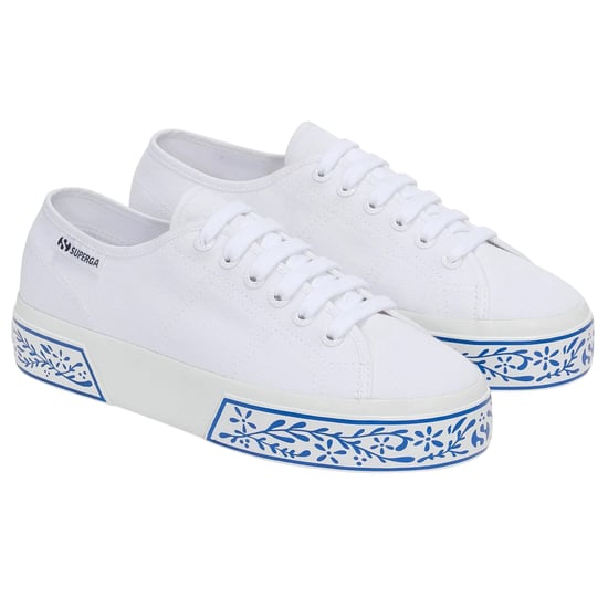 Superga Dames/Dames 3740 Leggera Ceramic Print Sportschoenen (Wit/blauw) - Image 3