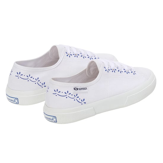 Superga Dames/Dames 3750 Leggera Ceramic Print Trainers (Wit/blauw) - Image 2