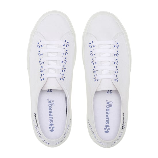 Superga Dames/Dames 3750 Leggera Ceramic Print Trainers (Wit/blauw) - Image 4