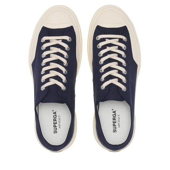Superga Unisex Adult 2432 Works Cotton Canvas Low Cut Trainers (Navy/Off Wit) - Image 3