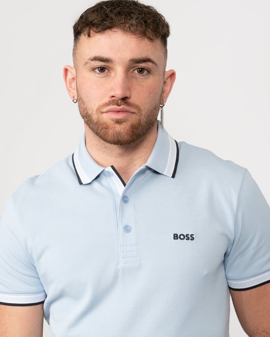 BOSS Green Paddy Mens Organic Cotton Polo With Contrast Logo Details - Image 3