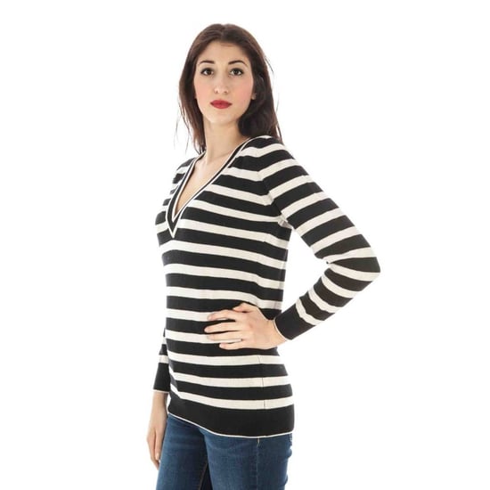 Gestreepte V-hals Merino Wol Trui - Image 3