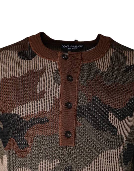 Camouflage Brei Henley Truien - Image 3