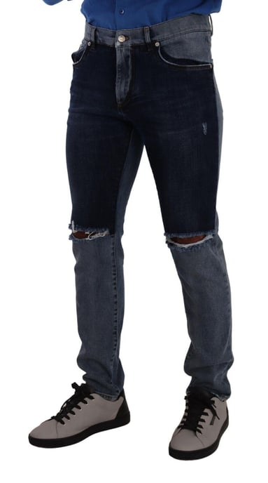 Tweekleurige Versleten Denim Jeans - Image 2