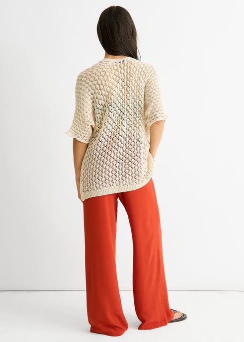 Beige haakvest met rand tot rand - Image 4