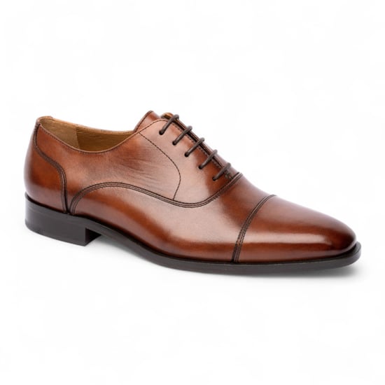 Chapman & Moore Heren Bruine Effen Leren Brogue Cap-Toe Oxford Schoenen - Image 3
