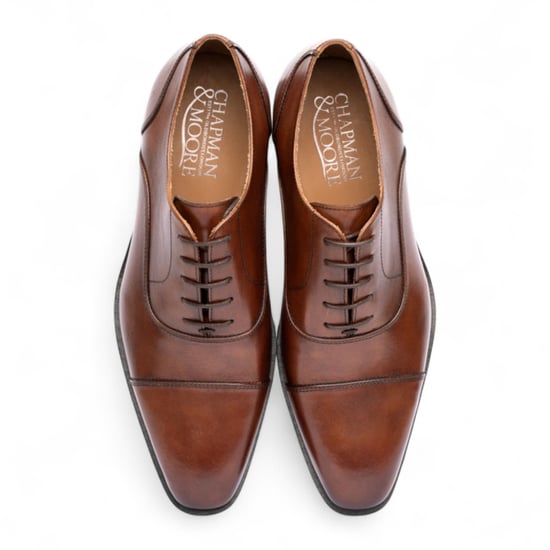 Chapman & Moore Heren Bruine Effen Leren Brogue Cap-Toe Oxford Schoenen - Image 4