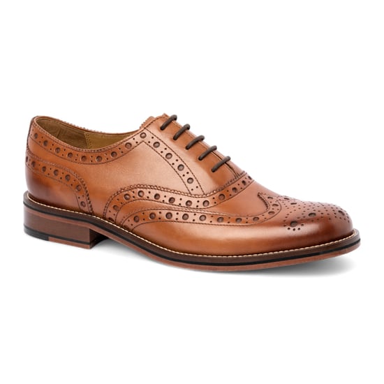 Chapman & Moore Heren Tan Bruine Leren Wingtip Brogue Oxford Kantoorschoenen - Image 3