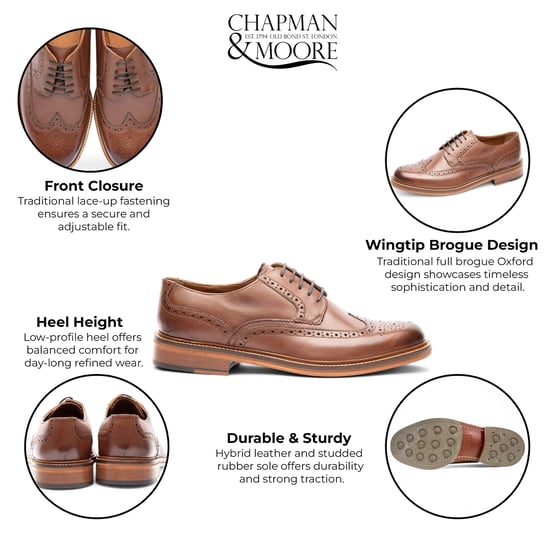 Chapman & Moore Bruine Leren Derby Brogue Oxford Herenschoenen - Image 2