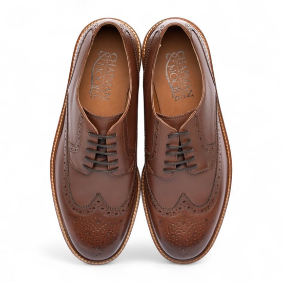 Chapman & Moore Bruine Leren Derby Brogue Oxford Herenschoenen - Image 4