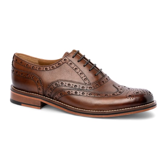 Chapman & Moore Heren Bruine Leren Wingtip Brogue Oxford Kantoorschoenen - Image 3