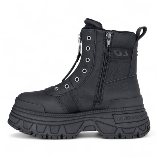 Buffalo Dames Zwarte Chunky Platform Front Zip Hoge Enkel Combat Boots - Fusion - Image 5