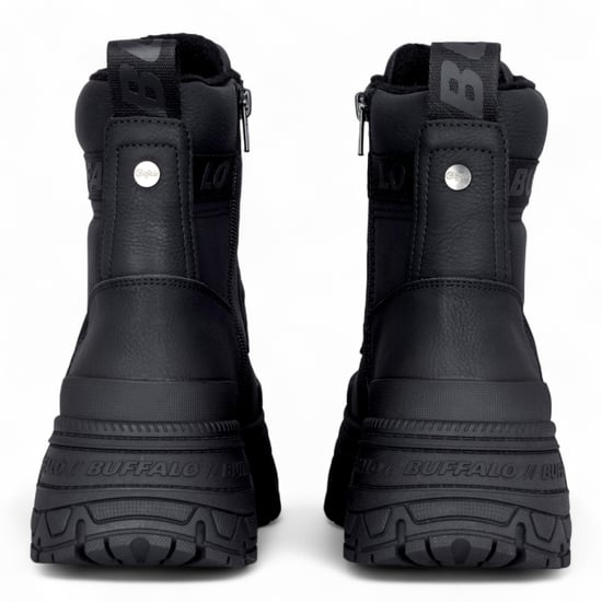 Buffalo Dames Zwarte Chunky Platform Front Zip Hoge Enkel Combat Boots - Fusion - Image 6