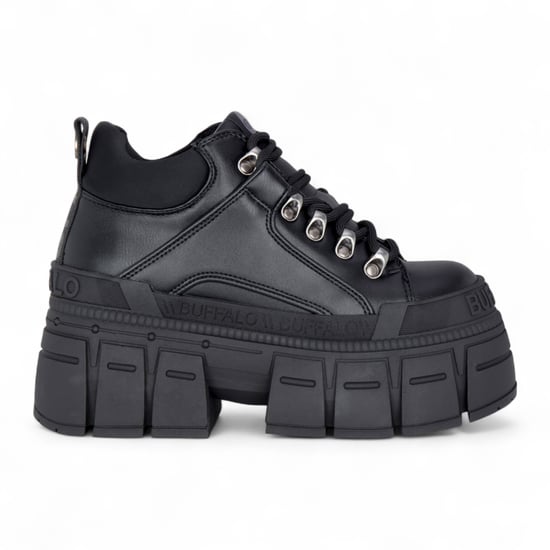 Buffalo Dames Chunky Platform Zwarte Gothic Enkellaarsjes - Gospher Hike-Lo - Image 1
