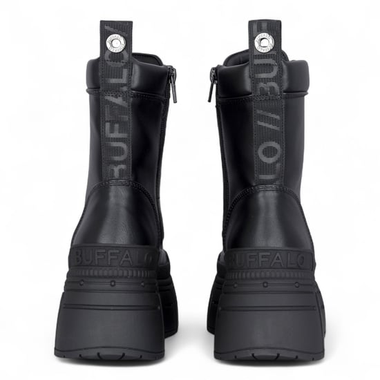 Buffalo Dames Zwarte Chunky Platform Front Zip Hoge Enkel Combat Boots - Gospher - Image 6