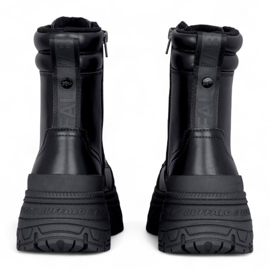 Buffalo Dames Zwarte Chunky Platform Veterschoenen Mid High Combat Boots - Fusion - Image 6