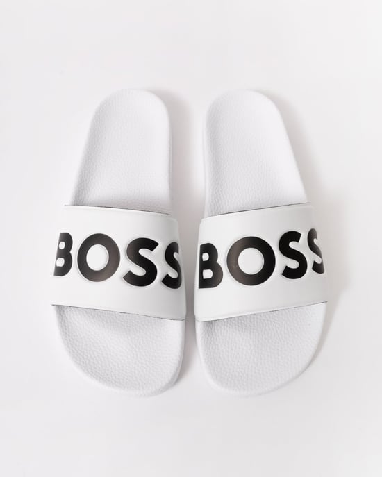 Aryeh Met Groot Logo Detail Slippers in Wit - Image 2
