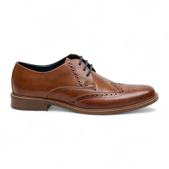 Ben Sherman Heren Bruine Leren Wingtip Oxford Brogue Dress Schoenen - Andy - Image 1