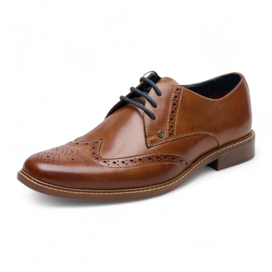 Ben Sherman Heren Bruine Leren Wingtip Oxford Brogue Dress Schoenen - Andy - Image 3