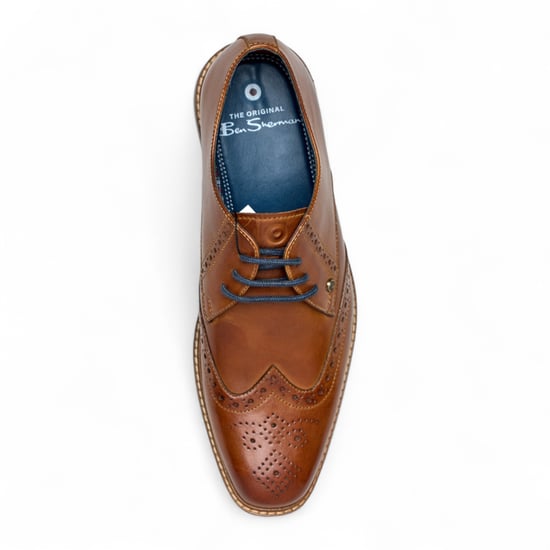 Ben Sherman Heren Bruine Leren Wingtip Oxford Brogue Dress Schoenen - Andy - Image 5