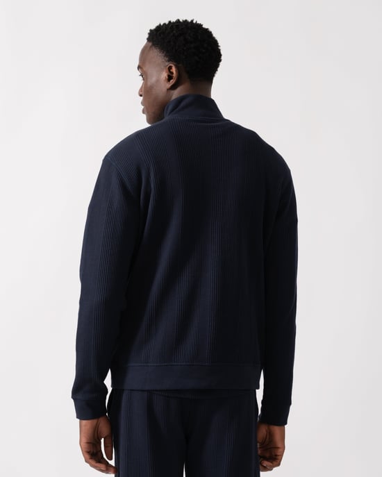 Structuur Loungewear Top in Donkerblauw - Image 2