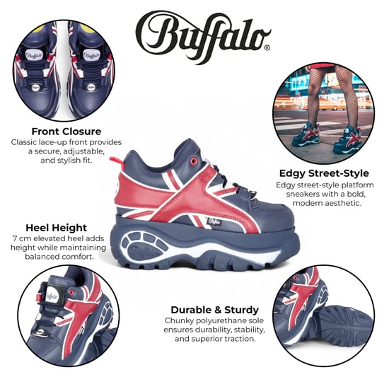 Buffalo Dames Blauw/Rood Chunky Platform Fashion Sneakers - 1339-14 - Image 2