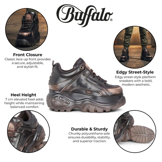 Buffalo Dames Vintage Bruine Chunky Platform Fashion Sneakers - 1339-14-VNTG - Image 2