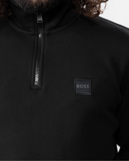 BOSS Logo Patch Duurzame Half-Zip Sweatshirt - Zwart - Image 4
