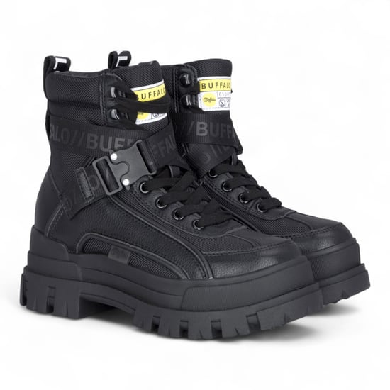 Buffalo Dames Zwarte Chunky Platform Hoge Enkel Combat Boots - ASPHA-COM1 - Image 3