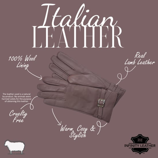 Dames winterhandschoenen met gesp en zachte wollen voering in Italiaans leer in nude beige - Image 4
