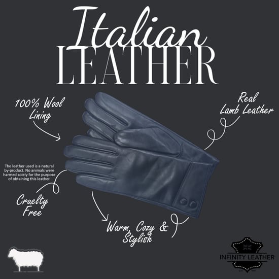 Zwarte Italiaanse leren winterhandschoenen met zachte wollen voering en knoopsluiting voor dames - Image 4
