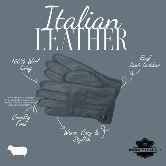 Heren olijfgroene Italiaanse leren warme wollen gevoerde winterfietshandschoenen voor casual rijden - Image 4