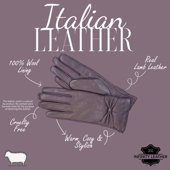 Dames winterhandschoenen met strikmotief in paars Italiaans leer en zachte wollen voering - Image 4